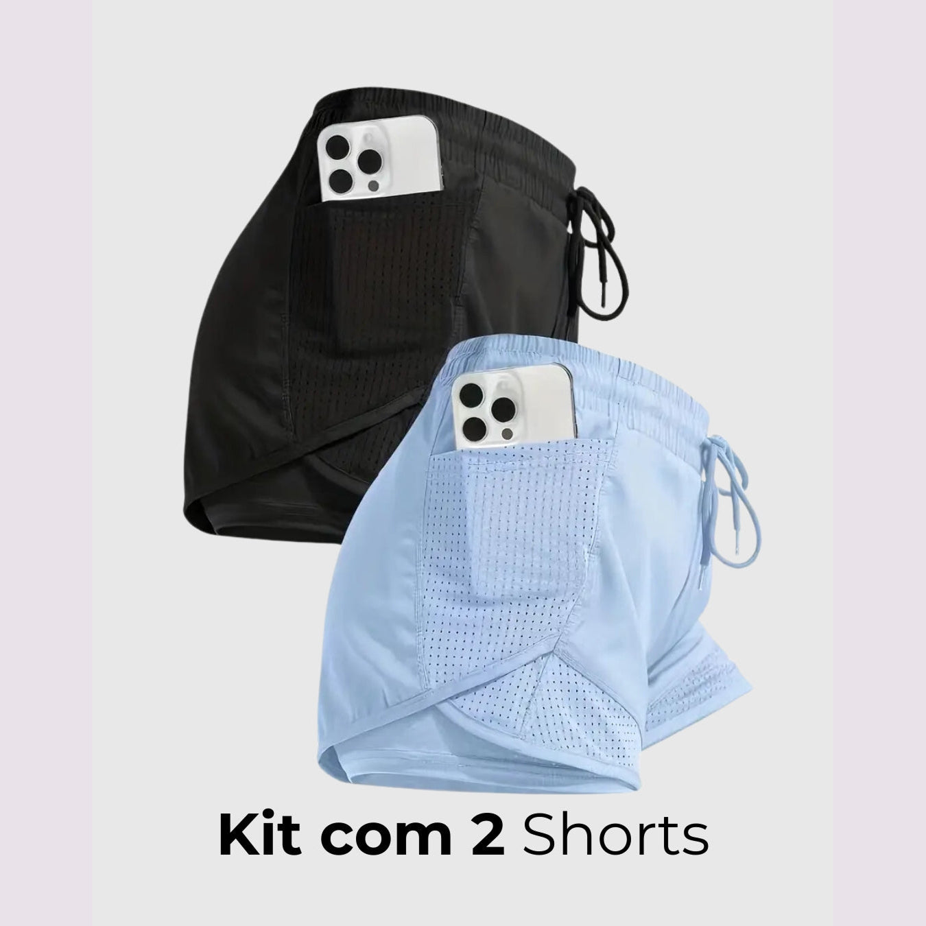 Short Esportivo Performance UltraFit - Dupla face, Leve, Respirável e com Bolsos | Compre 1 LEVE 2