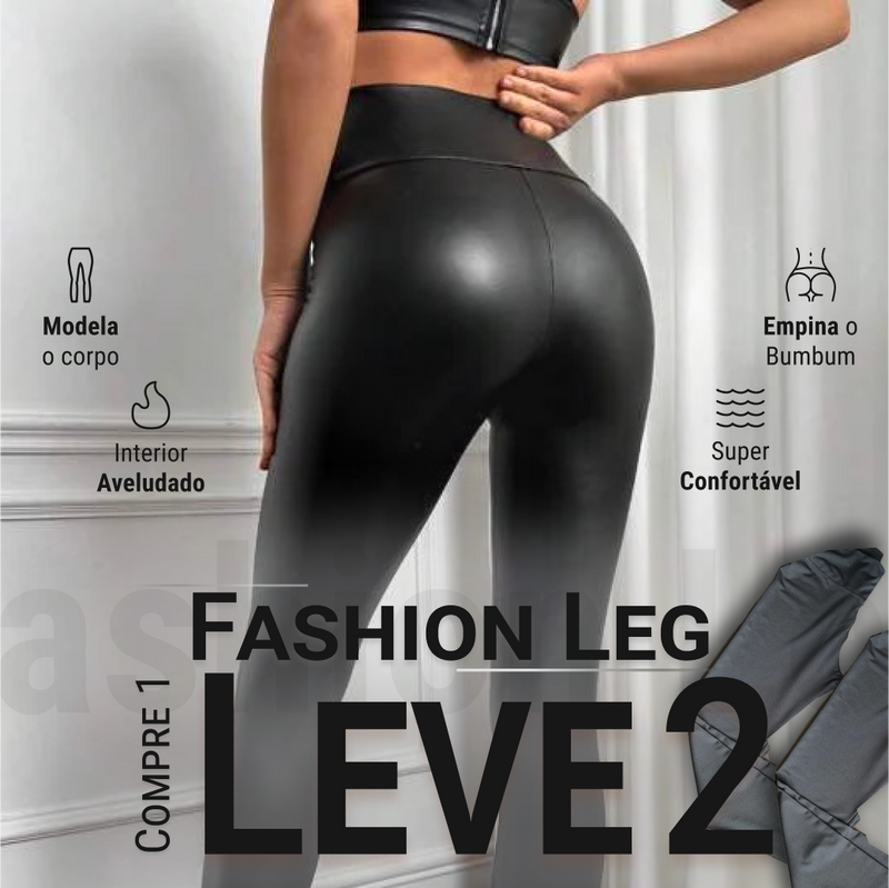 Calça Legging de Couro Aveludada - Fashion Leg - Compre 1 Leve 2