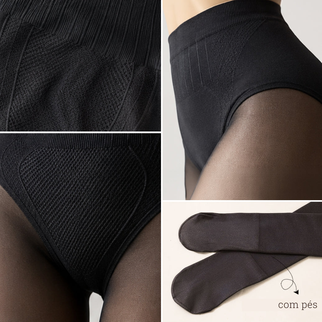 Meia-Calça Peluciada Modeladora 2 em 1 | ShapeWarm - Calcinha Modeladora Embutida - PAGUE 1 E LEVE 2