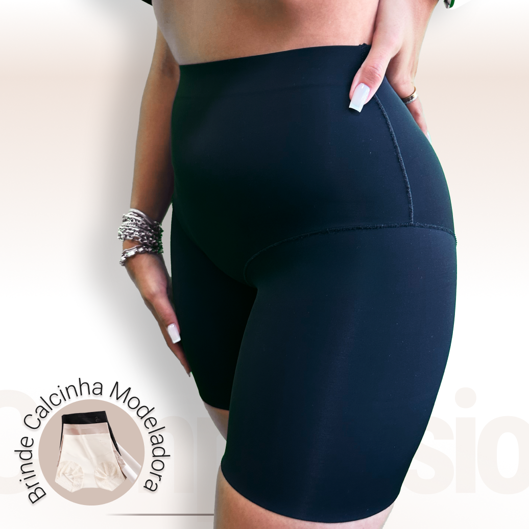 Short Modelador Skin Compression sem costura + Brinde Calcinha Modeladora