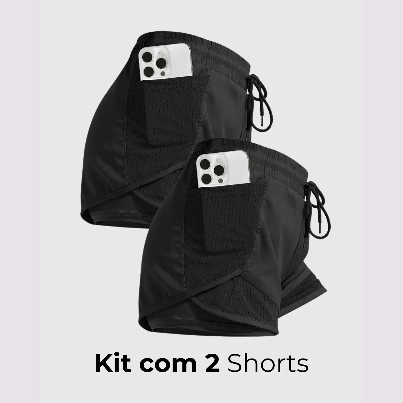 Short Esportivo  Performance UltraFit - Dupla face, Leve, Respirável e com Bolsos | Compre 1 LEVE 2