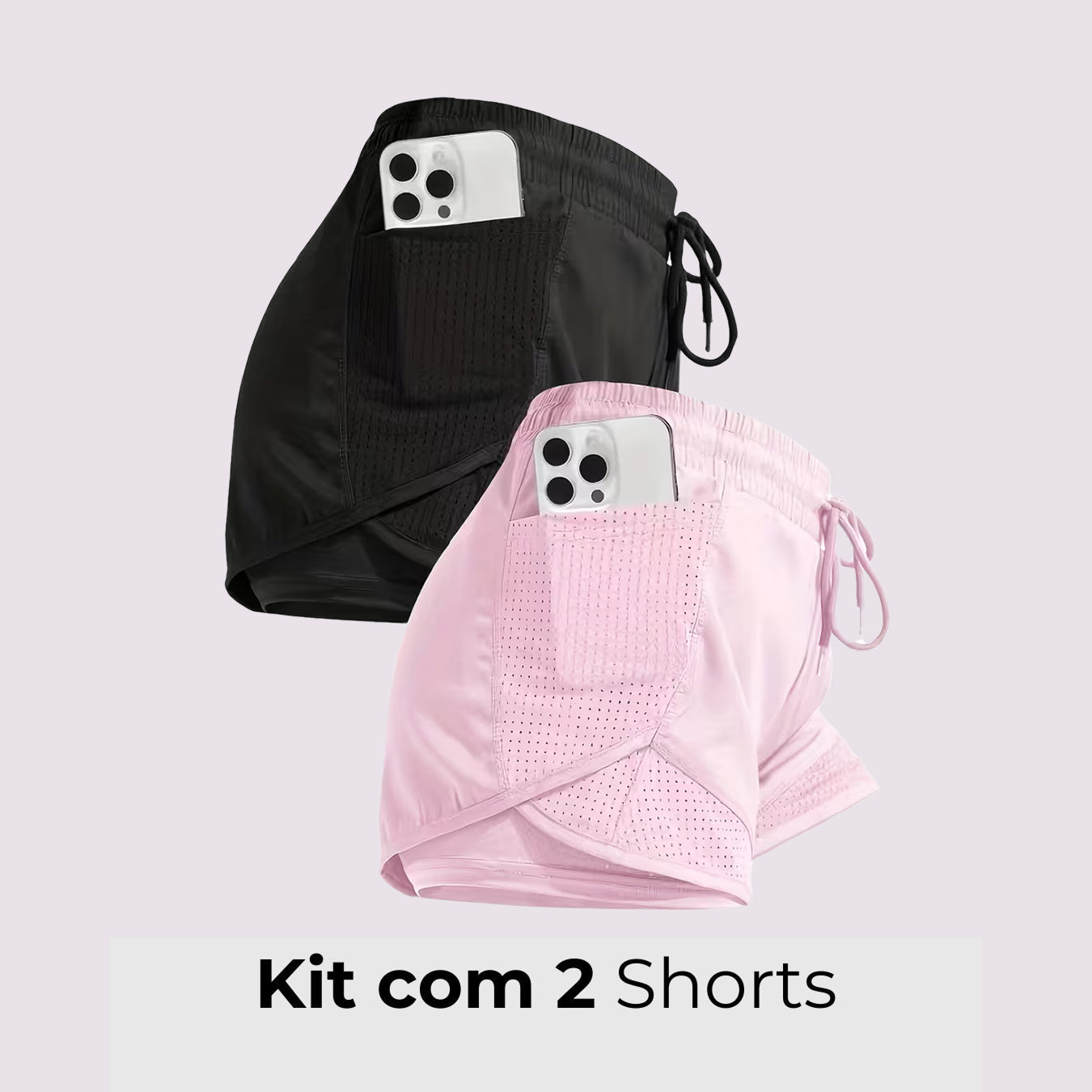 Short Esportivo  Performance UltraFit - Dupla face, Leve, Respirável e com Bolsos | Compre 1 LEVE 2