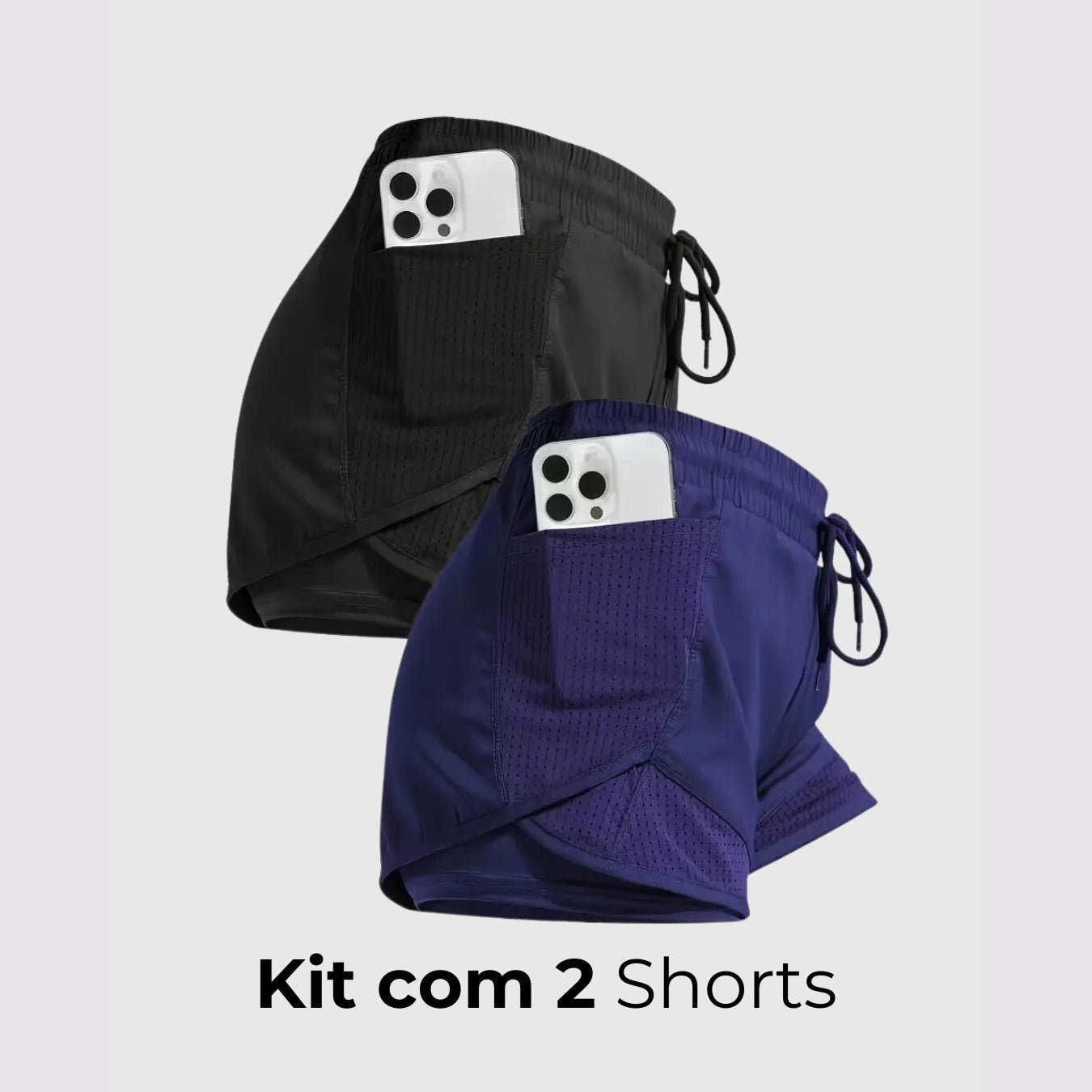 Short Esportivo  Performance UltraFit - Dupla face, Leve, Respirável e com Bolsos | Compre 1 LEVE 2
